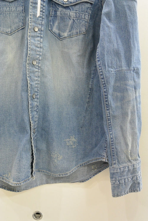 2016 A/W n(n) BY NUMBER (N)INE WESTERN SHIRTS_DENIM(DAMAGE) BLUE