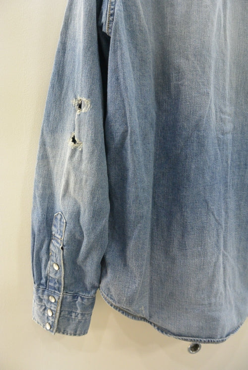 2016 A/W n(n) BY NUMBER (N)INE WESTERN SHIRTS_DENIM(DAMAGE) BLUE