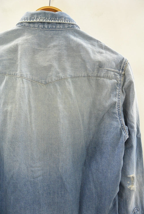 2016 A/W n(n) BY NUMBER (N)INE WESTERN SHIRTS_DENIM(DAMAGE) BLUE
