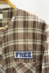 2016 A/W M cut off original patch check shirts brown
