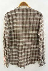 2016 A/W M cut off original patch check shirts brown