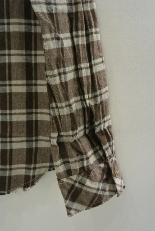 2016 A/W M cut off original patch check shirts brown