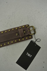 2014 A/W TMT LEATHER BANGLE STUDS BROWN