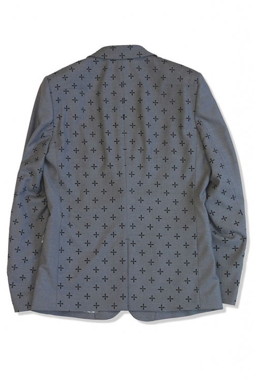 2015 A/W NUMBER (N)INE 1B Tailored Jacket_Pattern GRAY-CROSS