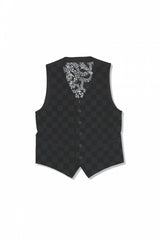 2015 A/W NUMBER (N)INE Tailored Vest_Pattern BLACK-CHEKER FLAG