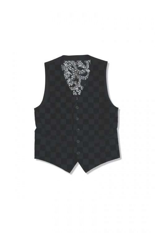 2015 A/W NUMBER (N)INE Tailored Vest_Pattern BLACK-CHEKER FLAG
