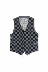 2015 A/W NUMBER (N)INE Tailored Vest_Pattern GRAY-CHEKER FLAG
