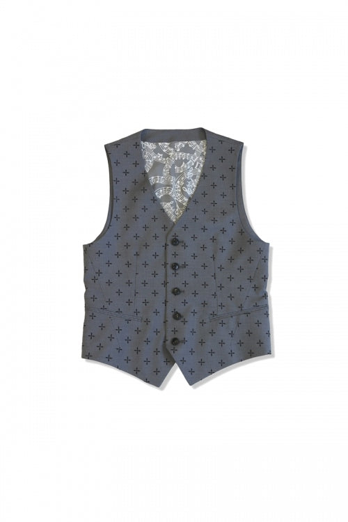 2015 A/W NUMBER (N)INE Tailored Vest_Pattern GRAY-CROSS