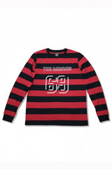 2015 A/W NUMBER (N)INE Border T-Shirts L/S _THE REDISUN 69 REDxBLACK