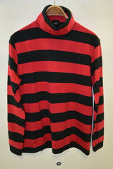 2015 A/W NUMBER (N)INE Border Turtle Neck REDxBLACK