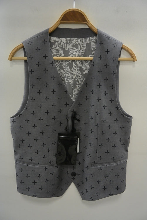 2015 A/W NUMBER (N)INE Tailored Vest_Pattern GRAY-CROSS