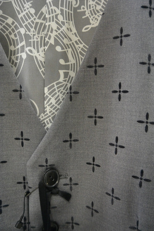 2015 A/W NUMBER (N)INE Tailored Vest_Pattern GRAY-CROSS