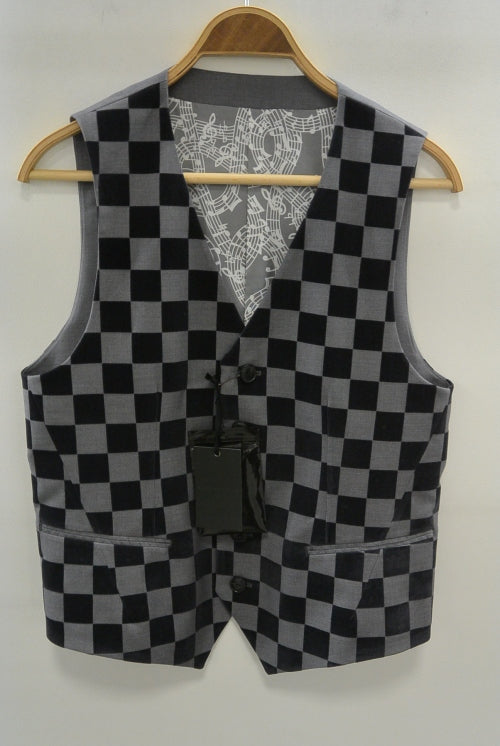 2015 A/W NUMBER (N)INE Tailored Vest_Pattern GRAY-CHEKER FLAG