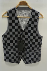 2015 A/W NUMBER (N)INE Tailored Vest_Pattern GRAY-CHEKER FLAG