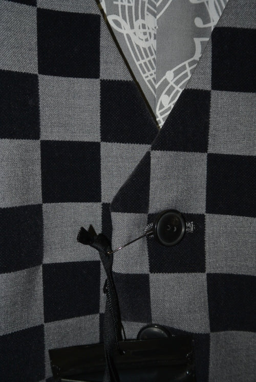 2015 A/W NUMBER (N)INE Tailored Vest_Pattern GRAY-CHEKER FLAG