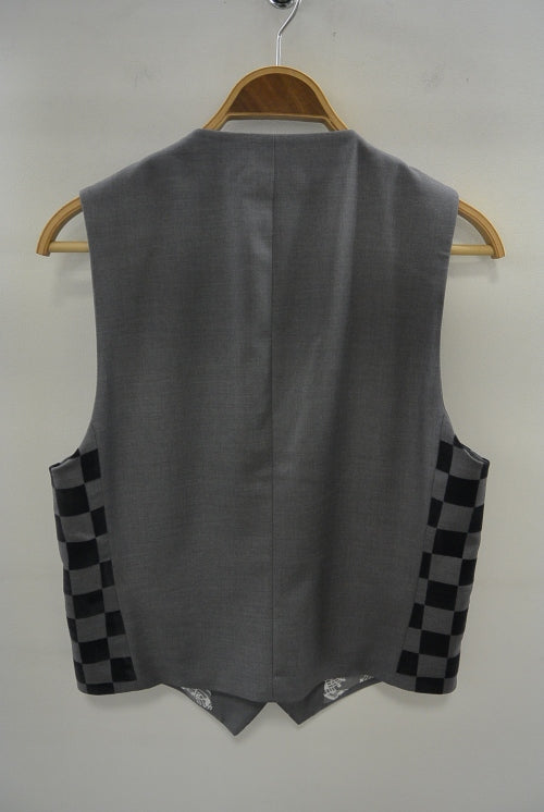 2015 A/W NUMBER (N)INE Tailored Vest_Pattern GRAY-CHEKER FLAG