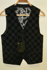 2015 A/W NUMBER (N)INE Tailored Vest_Pattern BLACK-CHEKER FLAG