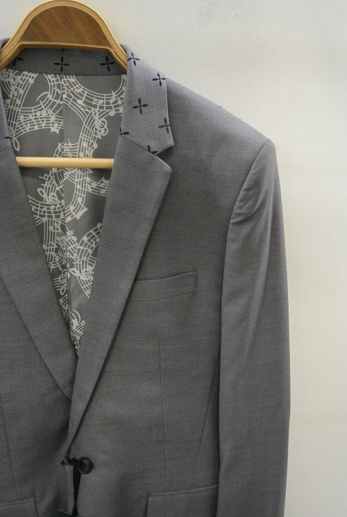 2015 A/W NUMBER (N)INE 1B Tailored Jacket_Pattern GRAY-CROSS