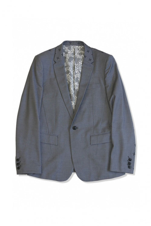 2015 A/W NUMBER (N)INE 1B Tailored Jacket_Pattern GRAY-CROSS