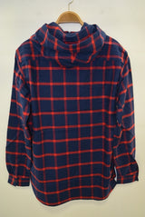 2015 A/W NUMBER (N)INE Hafe Zip Hooded Shirts_Flannel Window Pane NAVYxRED