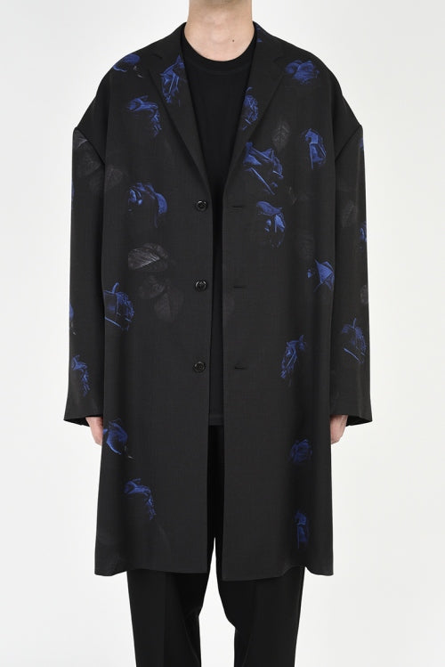 2018 A/W LAD MUSICIAN ROSE PHOTO SUPER BIG LONG JACKET BLACK×BLUE