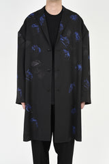 2018 A/W LAD MUSICIAN ROSE PHOTO SUPER BIG LONG JACKET BLACK×BLUE