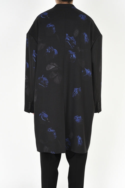 2018 A/W LAD MUSICIAN ROSE PHOTO SUPER BIG LONG JACKET BLACK×BLUE