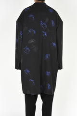 2018 A/W LAD MUSICIAN ROSE PHOTO SUPER BIG LONG JACKET BLACK×BLUE