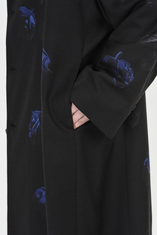 2018 A/W LAD MUSICIAN ROSE PHOTO SUPER BIG LONG JACKET BLACK×BLUE