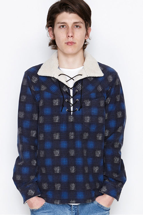 2016 A/W NUMBER (N)INE BOA PULLOVER  SHIRTS_FLANNEL OMBRE CHECK BLUE