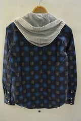2016 A/W n(n) BY NUMBER (N)INE HOODED WESTERN SHIRTS_FLANNEL OMBRE CHECK BLUE