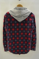 2016 A/W n(n) BY NUMBER (N)INE HOODED WESTERN SHIRTS_FLANNEL OMBRE CHECK RED