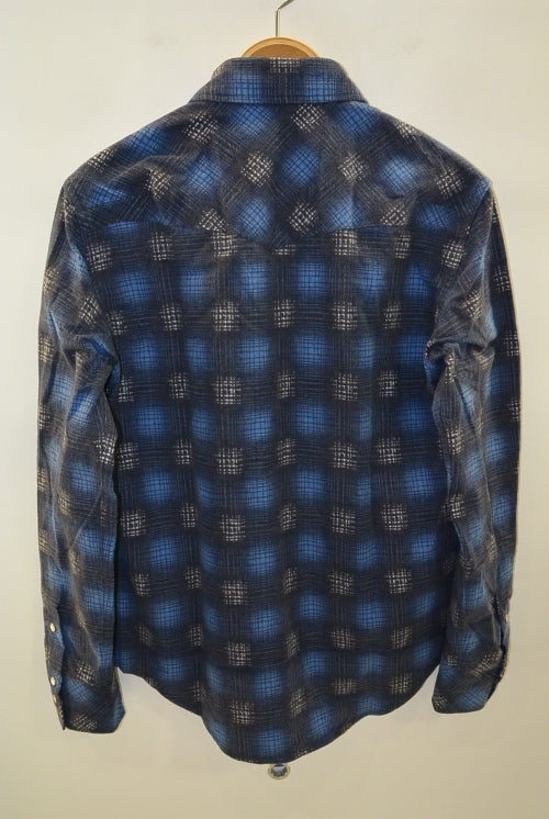 2016 A/W n(n) BY NUMBER (N)INE WESTERN SHIRTS_FLANNEL OMBRE CHECK BLUE