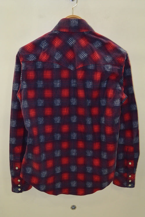 2016 A/W n(n) BY NUMBER (N)INE WESTERN SHIRTS_FLANNEL OMBRE CHECK RED