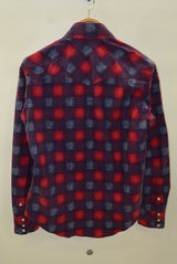 2016 A/W n(n) BY NUMBER (N)INE WESTERN SHIRTS_FLANNEL OMBRE CHECK RED