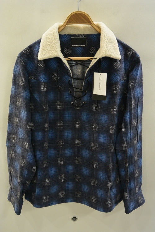 2016 A/W NUMBER (N)INE BOA PULLOVER  SHIRTS_FLANNEL OMBRE CHECK BLUE