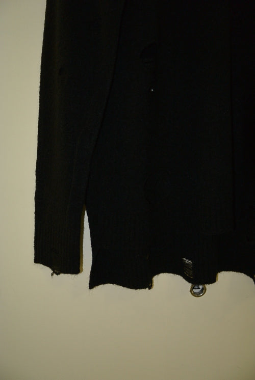 2016 A/W NUMBER (N)INE CREW NECK SWEATER_DAMAGE BLACK