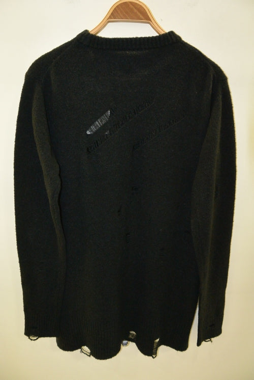 2016 A/W NUMBER (N)INE CREW NECK SWEATER_DAMAGE BLACK