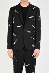 2019 A/W LAD MUSICIAN WOOL GABARDINE INKJET FALLEN LEAVES STANDARD 1B JACKET