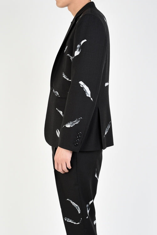 2019 A/W LAD MUSICIAN WOOL GABARDINE INKJET FALLEN LEAVES STANDARD 1B JACKET