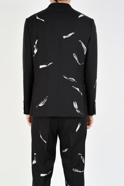 2019 A/W LAD MUSICIAN WOOL GABARDINE INKJET FALLEN LEAVES STANDARD 1B JACKET
