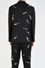 2019 A/W LAD MUSICIAN WOOL GABARDINE INKJET FALLEN LEAVES STANDARD 1B JACKET
