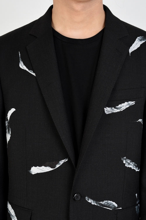 2019 A/W LAD MUSICIAN WOOL GABARDINE INKJET FALLEN LEAVES STANDARD 1B JACKET