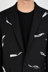 2019 A/W LAD MUSICIAN WOOL GABARDINE INKJET FALLEN LEAVES STANDARD 1B JACKET