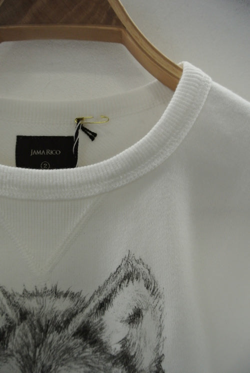 2014 A/W JAMA RICO URAGE PRINT SWEAT SHIRT WOLF WHITE