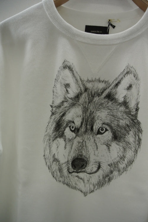 2014 A/W JAMA RICO URAGE PRINT SWEAT SHIRT WOLF WHITE