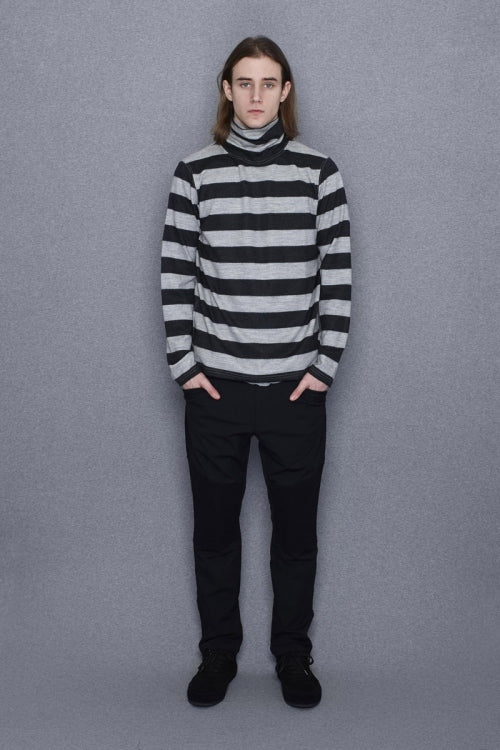 2015 A/W NUMBER (N)INE Border Turtle Neck_Wool OATMEALxC-GRAY