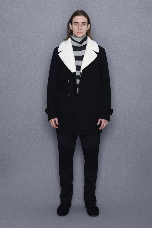 2015 A/W NUMBER (N)INE Border Turtle Neck_Wool OATMEALxC-GRAY