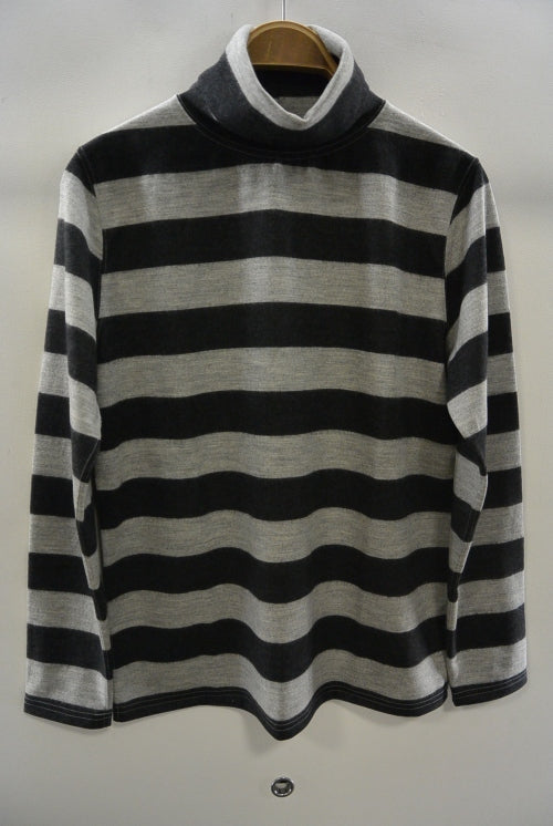 2015 A/W NUMBER (N)INE Border Turtle Neck_Wool OATMEALxC-GRAY