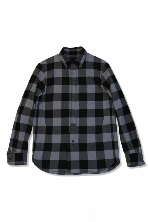 2015 A/W NUMBER (N)INE Fly Flont Shirts_Flannel Buffalo Check BLACKxGRAY